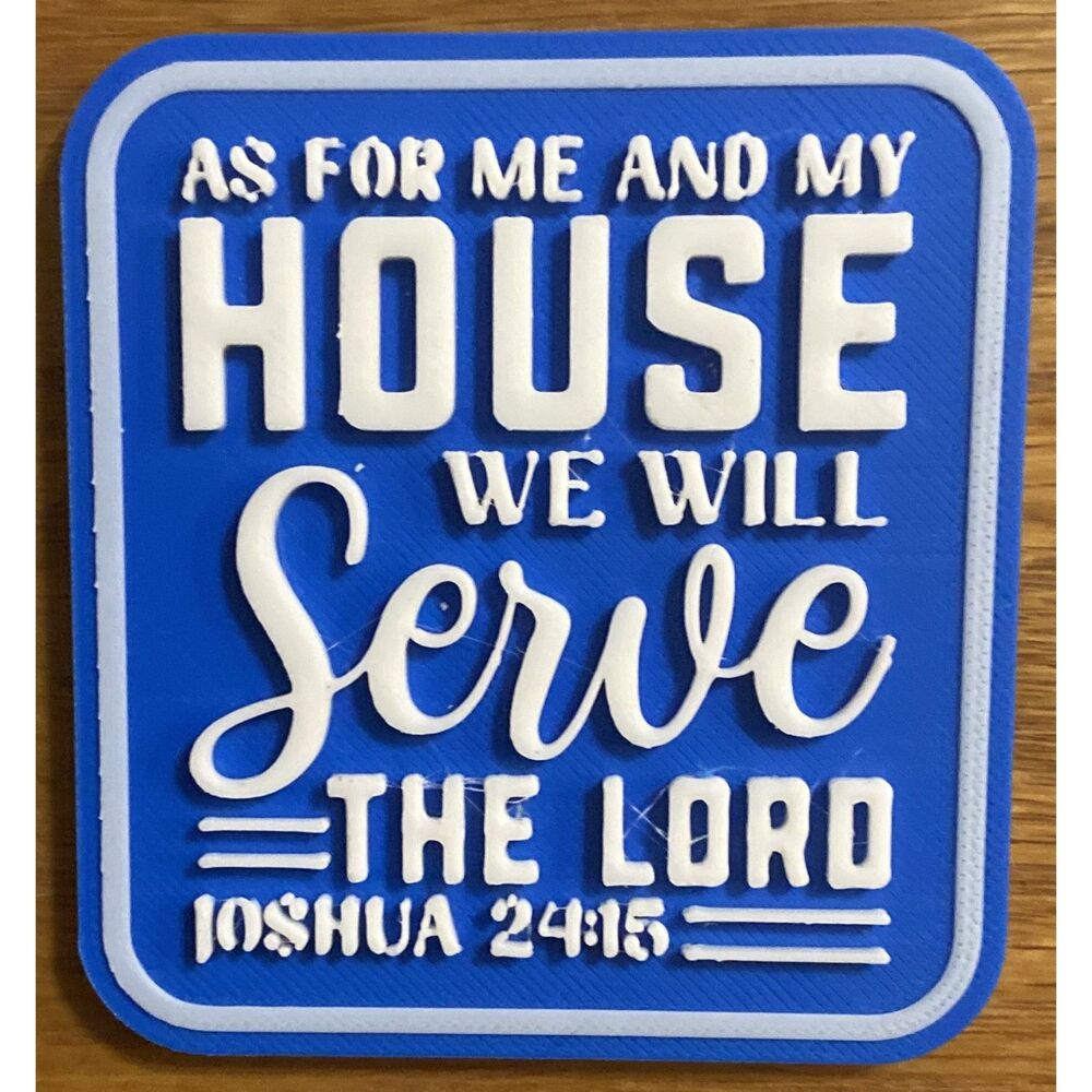 Fridge Magnet, 3" x 2.77" As For Me and My House - White over Blue M3023-0105